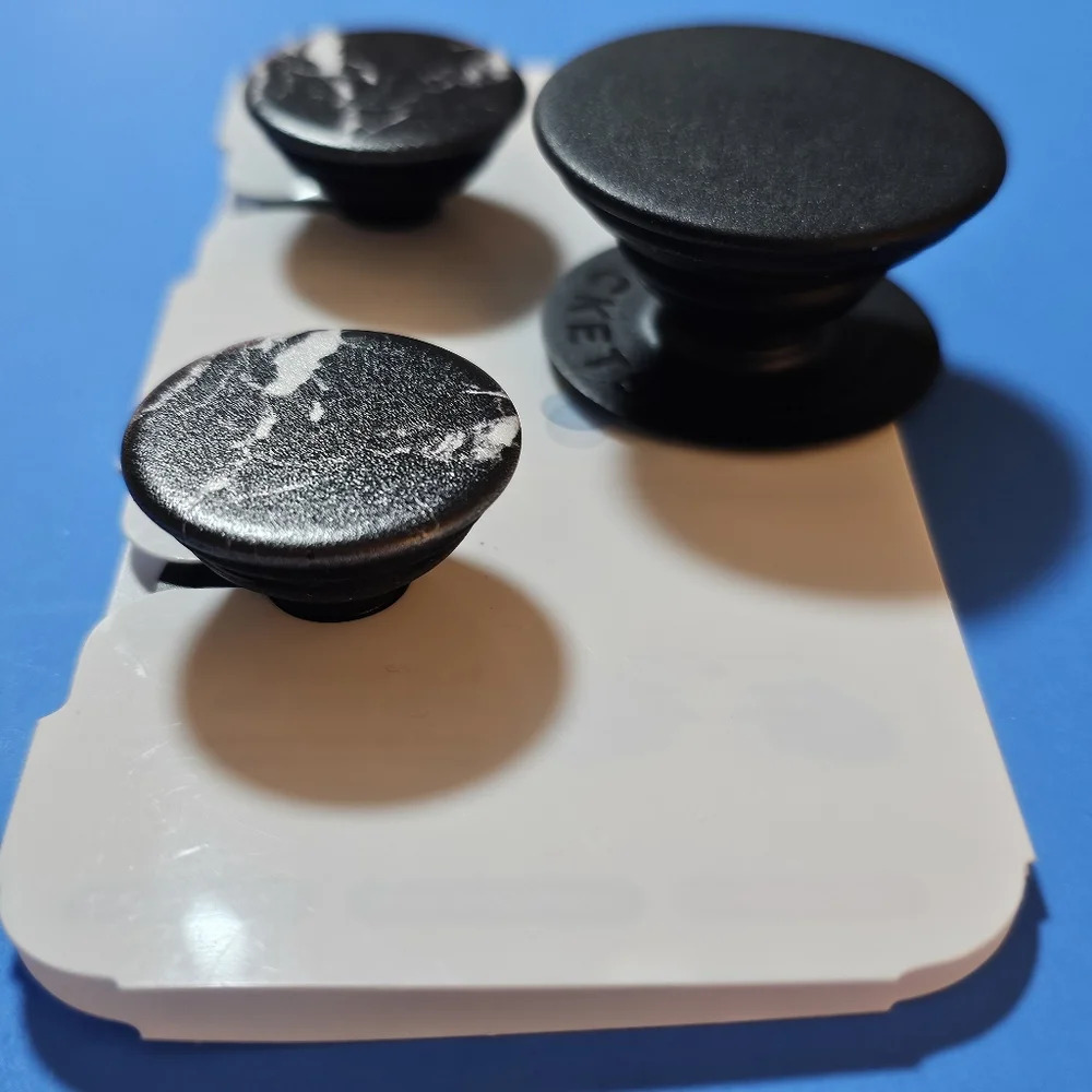 Popsocket - (X2) Black Marble PopMinis & (X1) Matte Black PopGrip (OPEN PACKAGE)
